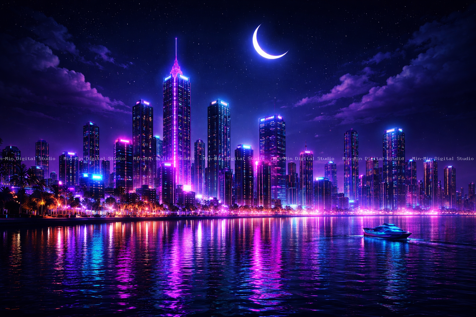 Midnight Neon Skyline 1