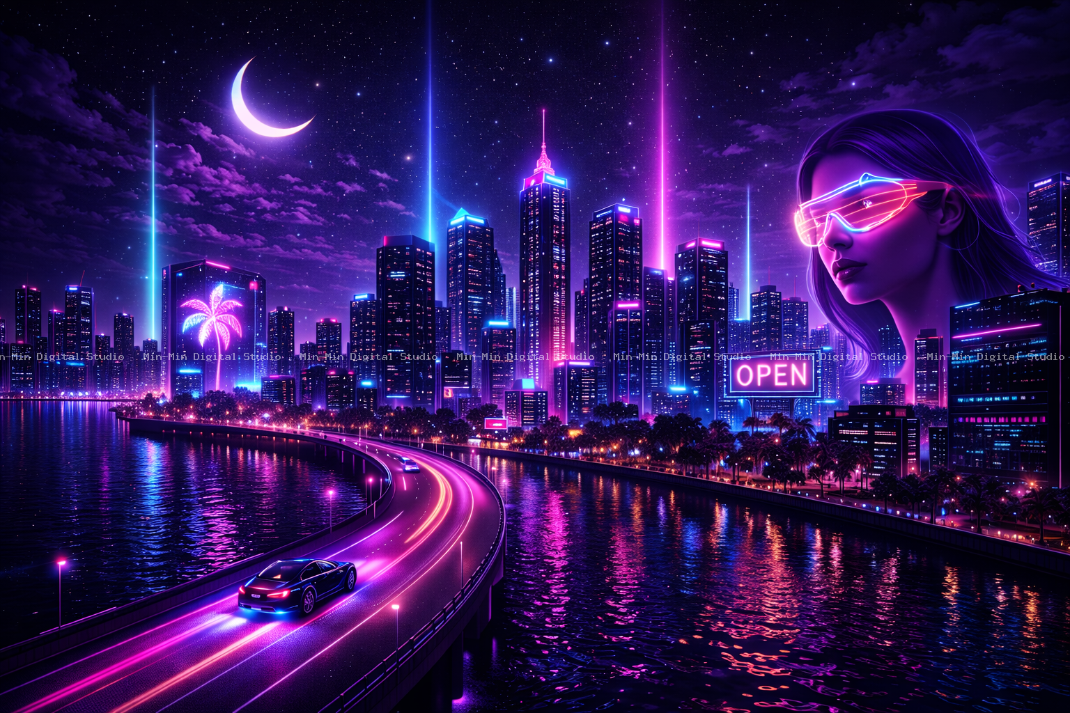 Midnight Neon Skyline 4