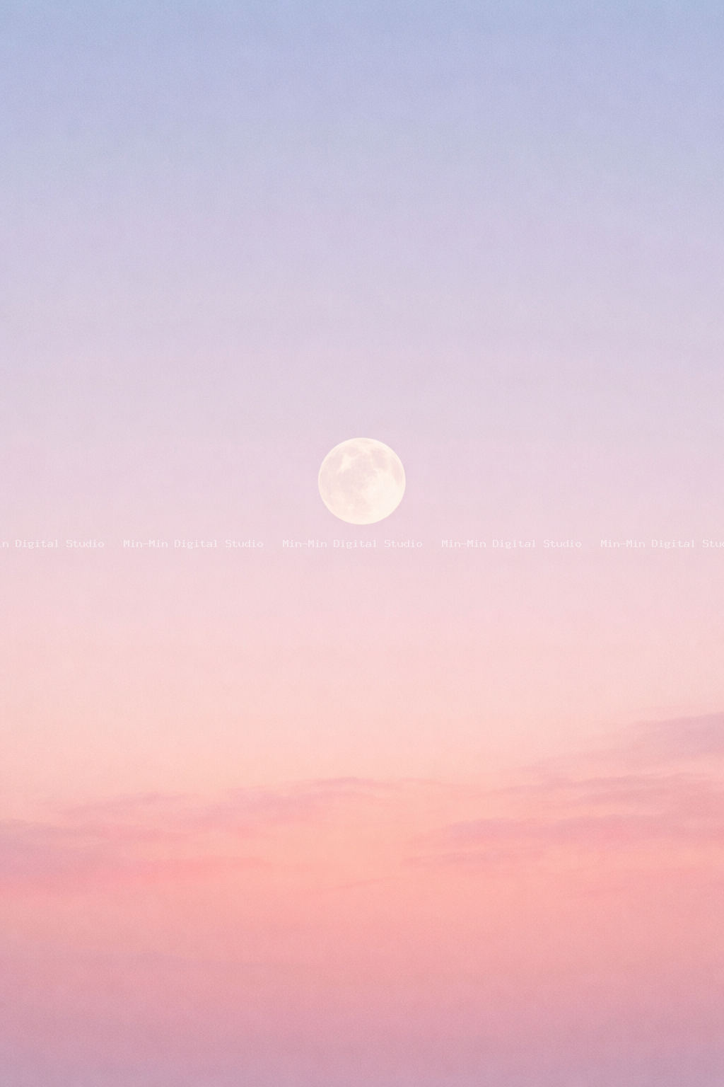 Minimal moon - centered in pastel sky